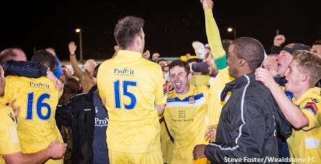 Wealdstone's win at Margate sparked wild celebrations on the pitch