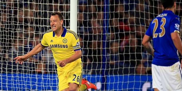 Skipper John Terry put Chelsea ahead against Leicester. 