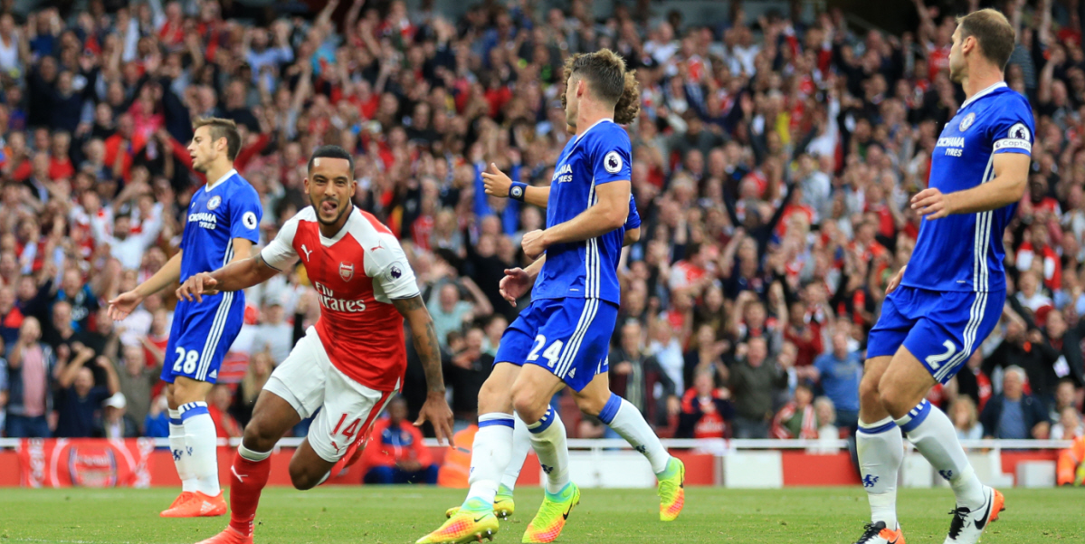 Theo Walcott scored one of Arsenal's goals in a one-sided derby