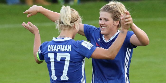 Katie Chapman and Millie Bright of Chelsea Ladies