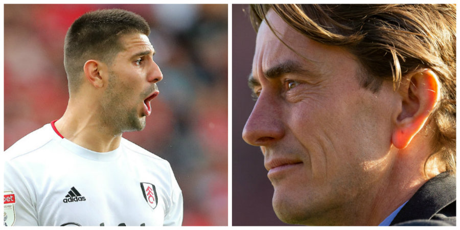 Fulham striker Aleksandar Mitrovic and Brentford boss Thomas Frank