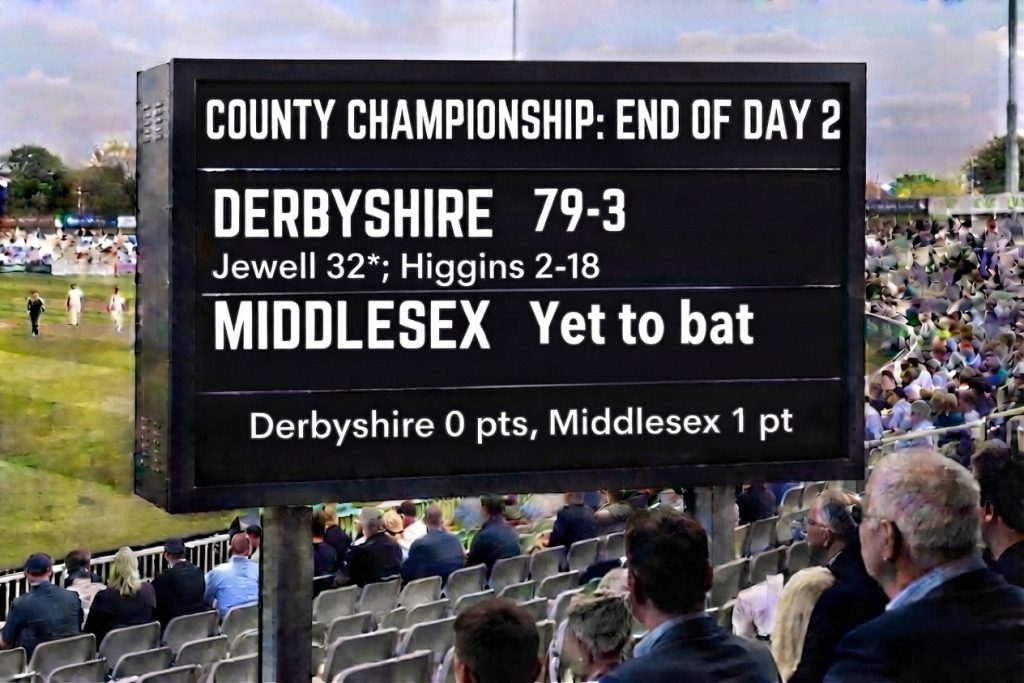 Higgins on form for Middlesex on rain-affected day